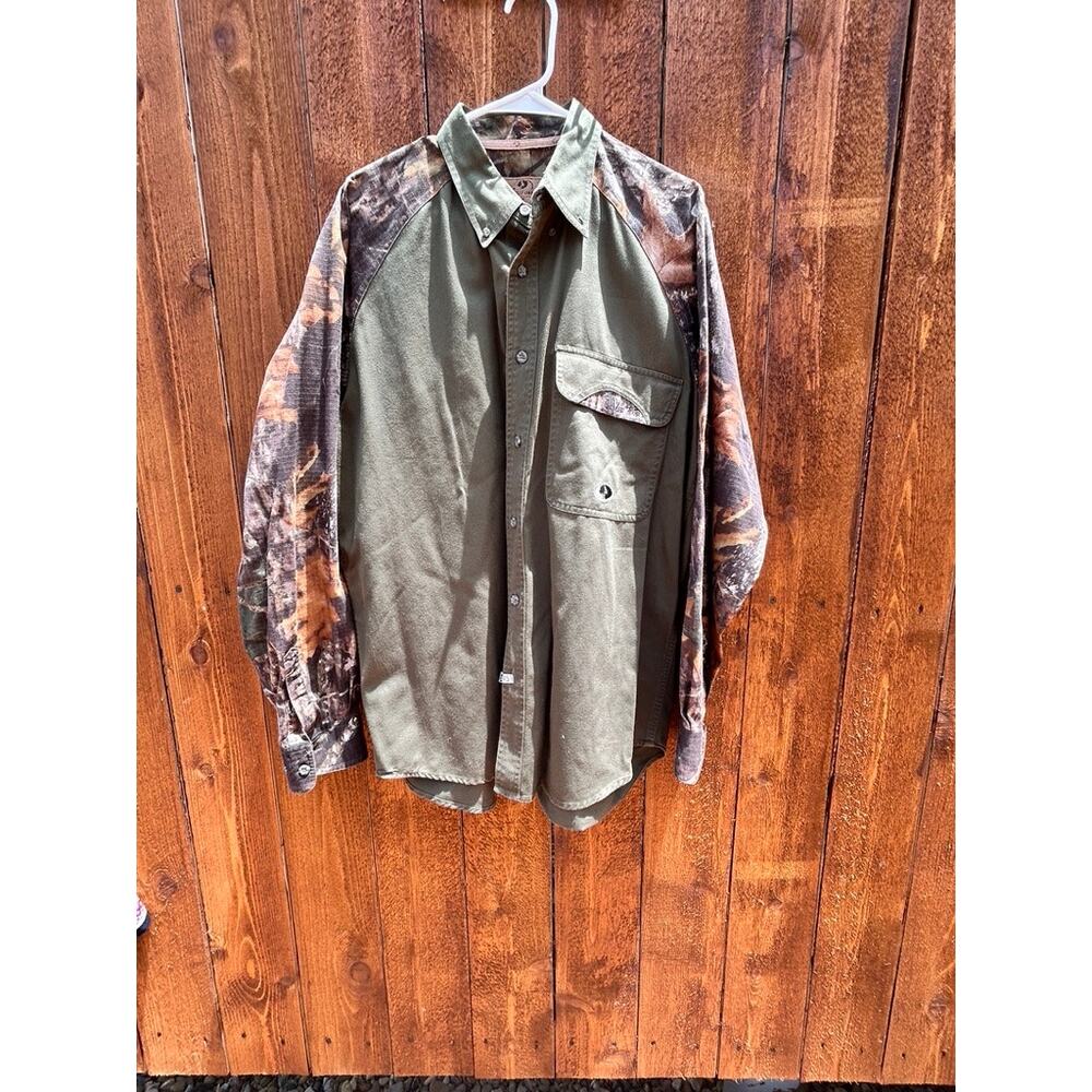Mossy Oak Men's Long Sleeve Hunting Shooting Shirt - Size L - Olive Green & Camo